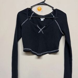 BDG Black Long Sleeve Crop Top